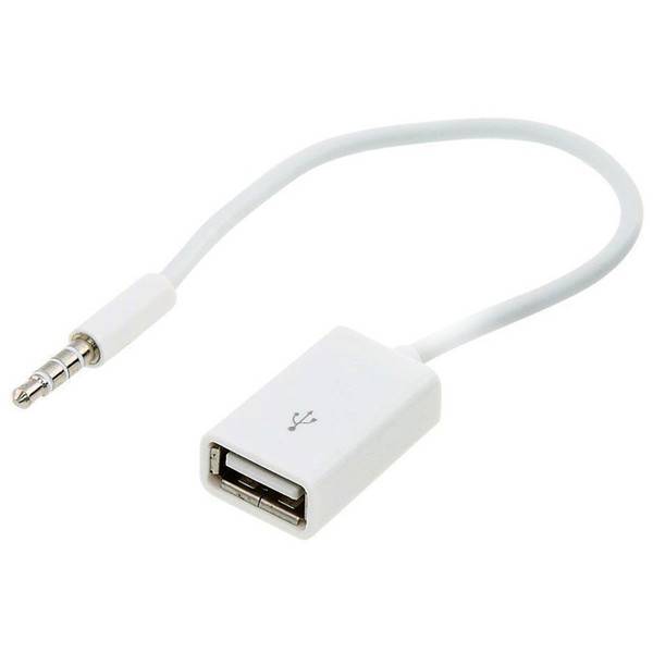 USB-minne till 3,5mm AUX-adapter för bilen Vit