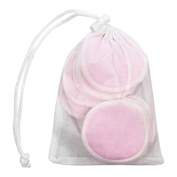 Återanvändbara Sminkpads: Bambufiber & Sammet + Tvättpåse Rosa