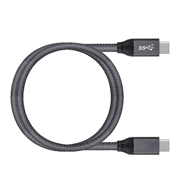 Snabb USB 3.2-kabel: 20 Gbps, 1m, Dubbla USB-C-kontakter grå