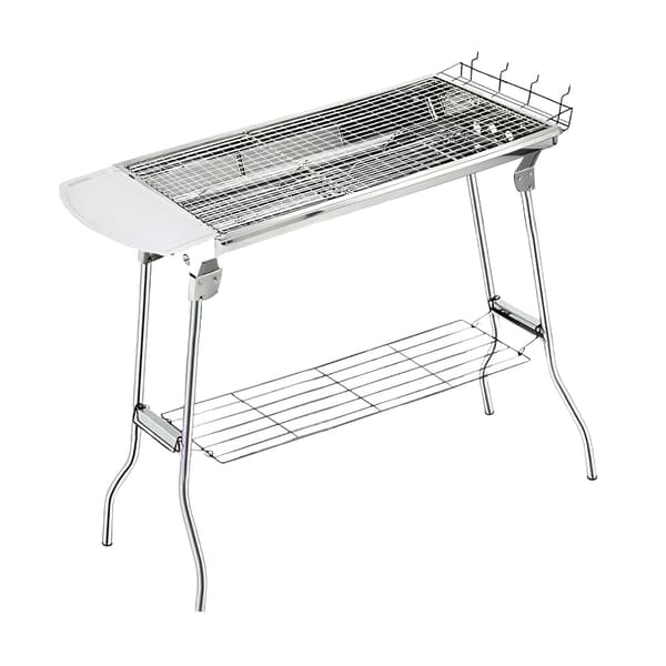 Hopfällbar Rostfri Grill: Perfekt för Strand & Camping Silver