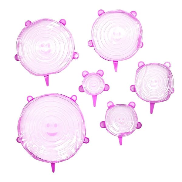 6-pack Återanvändbara Silikonlock: Fräsch Mat & Miljövänligt Rosa