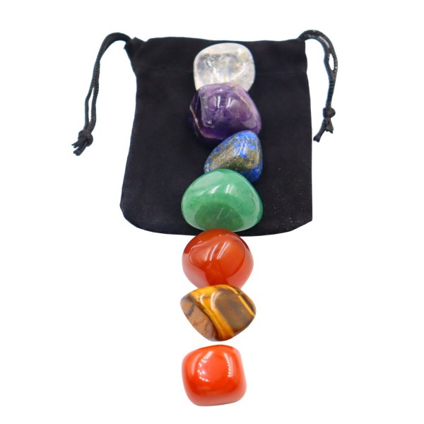 Chakrastenar Set: Meditation, Balans, Inredning & Påse multifärg