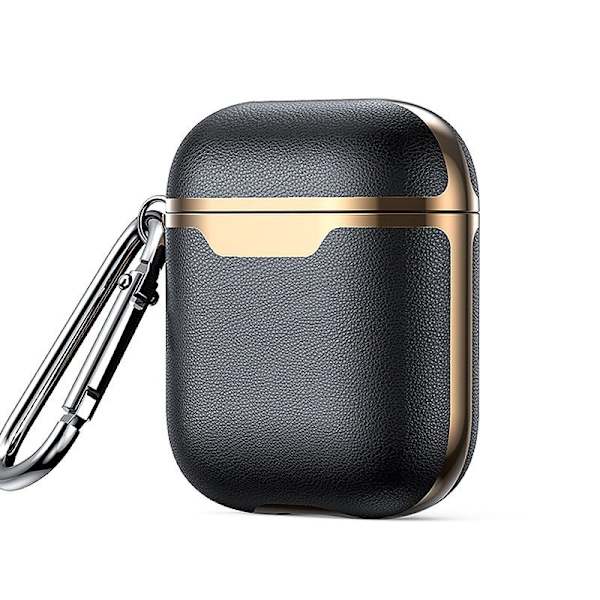 Snyggt AirPods-fodral: Läderimitation, Laddningshål Svart