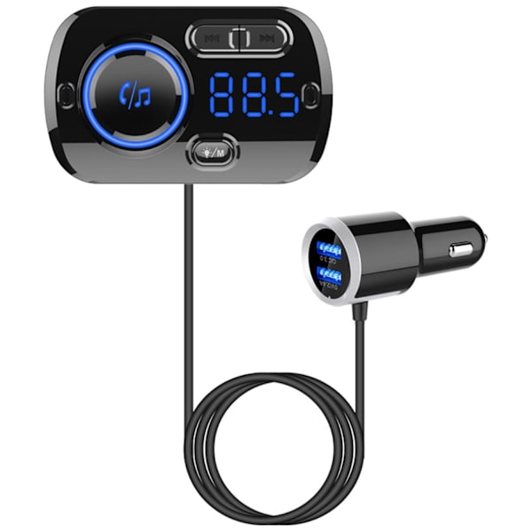 Säker Bil-Handsfree: Musik, GPS & Samtal via Bluetooth Svart