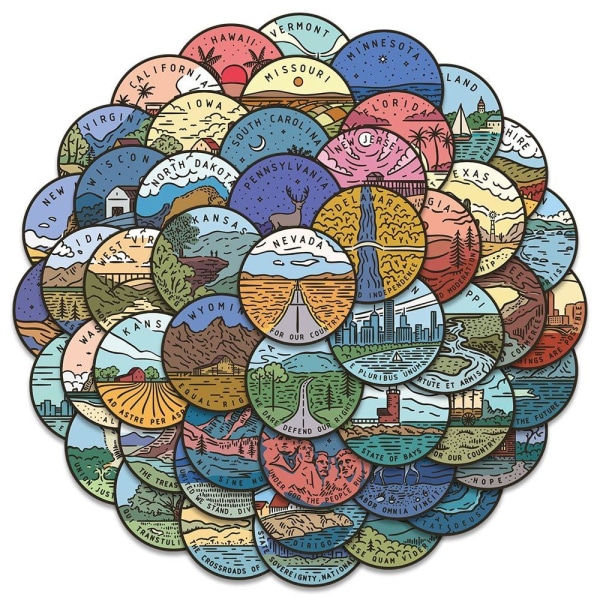 Visa din kärlek för USA med dessa 50 runda klistermärken! multifärg
