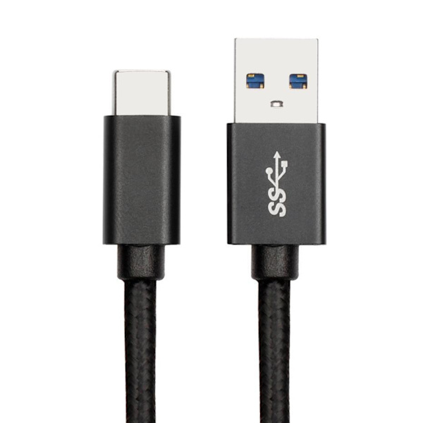 Snabb USB 3.0 till USB-C Kabel: Ladda & Synkronisera Enkelt Svart