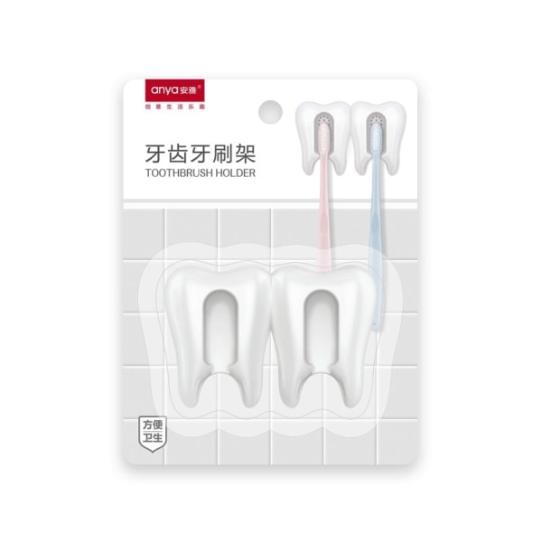 Rolig Tandborsthållare: Sugkopp & Tand-Design Vit