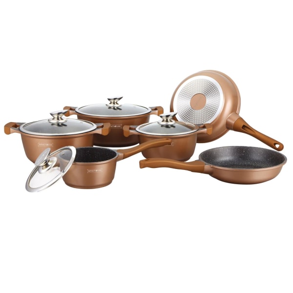 Färgglada Non-Stick Marmorkärl & Glaslock multifärg