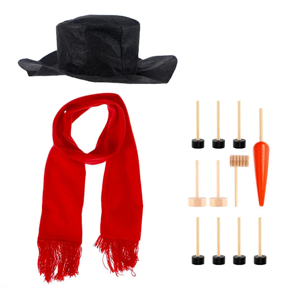 Komplett Snögubbe-Kit: Hatt, Halsduk, Morotsnäsa & Mer! multifärg