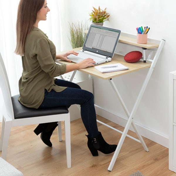Hopvikbart Skrivbord: Praktiskt, Snyggt & Utrymmeseffektivt Vit