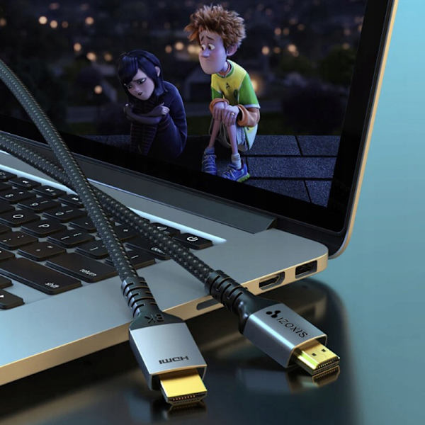 Imponerande 8K HDMI-kabel - 2m Längd, 48 Gbps Dataöverföring grå