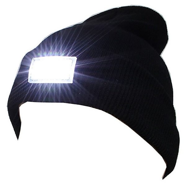 Mössa med LED-Pannlampa: Varmt, Ljust & Justerbar Storlek Svart one size