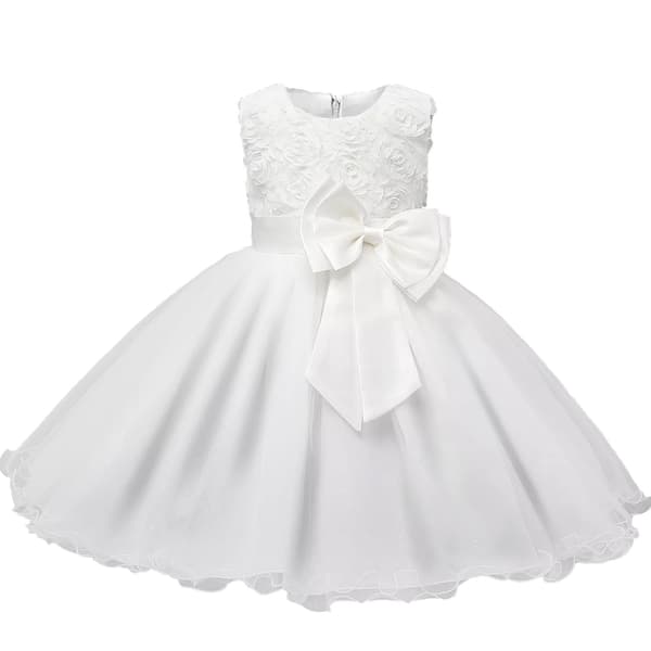 Söt Prinsessklänning: Blommig, Rosett, 6-7 år Vit one size