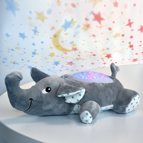 Elephant Nightlight med stjärnprojektion grå