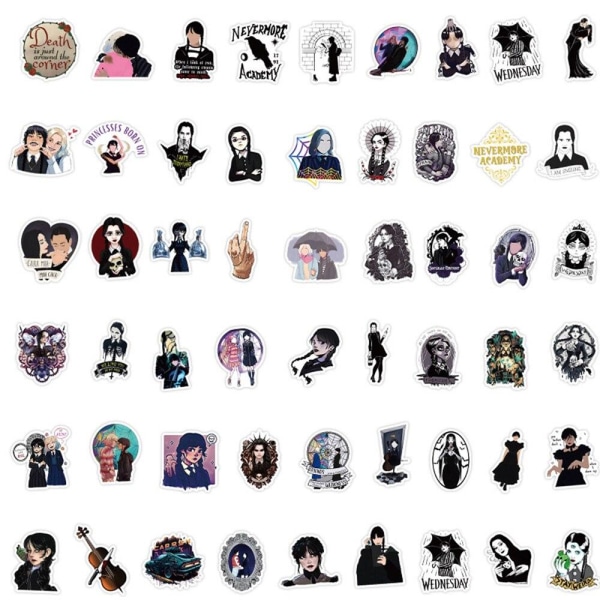 Addams-familjen klistermärken: 50-pack, vattentåliga multifärg
