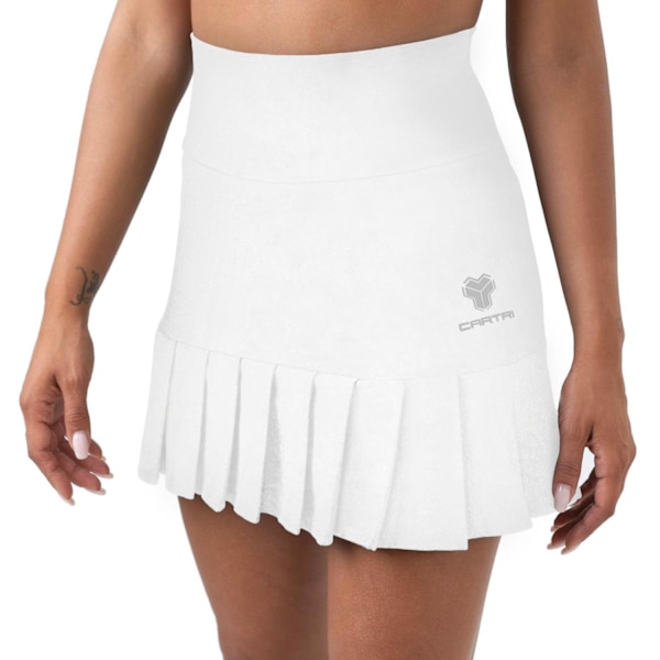 Elegant Padelkjol med Inbyggda Shorts - Vit, Stl M White M
