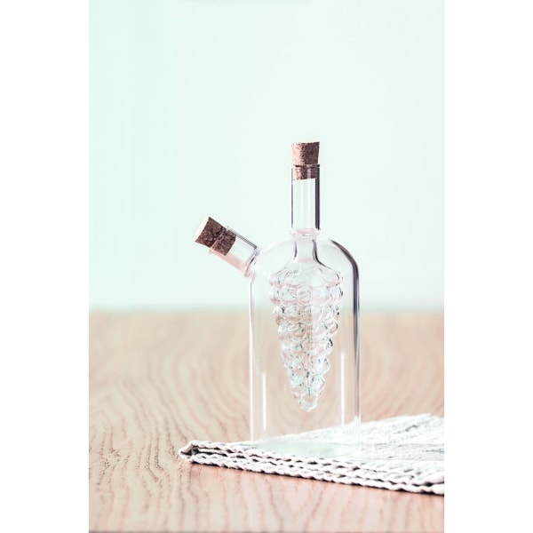 Praktisk och stilren 2-i-1 glasflaska för olja och vinäger Transparent