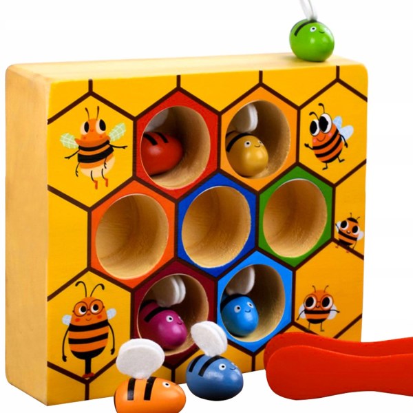 Fånga bin i en honungskaka - Lärorikt träspel för barn multifärg