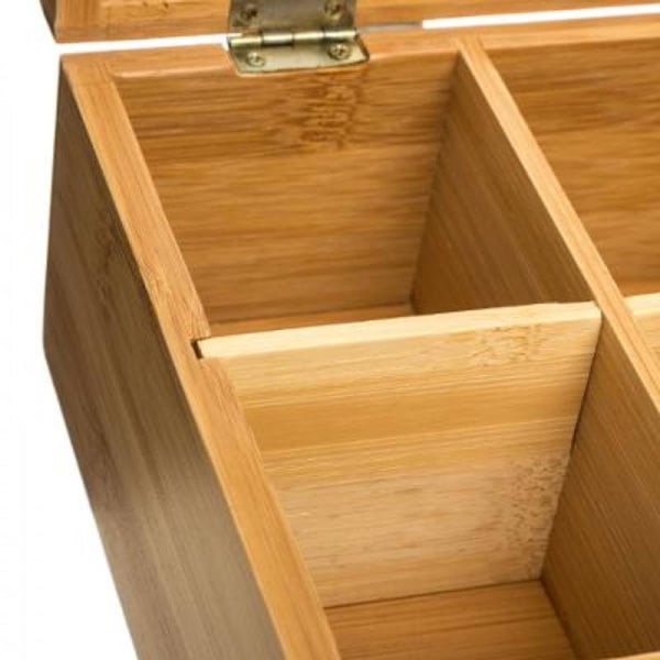 Bambu Tebox: Elegant Förvaring med 6 Fack & Transparent Lock Bamboo