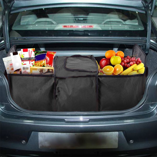 Praktisk bagagerumslåda för ordnad storhandling och picknick Röd