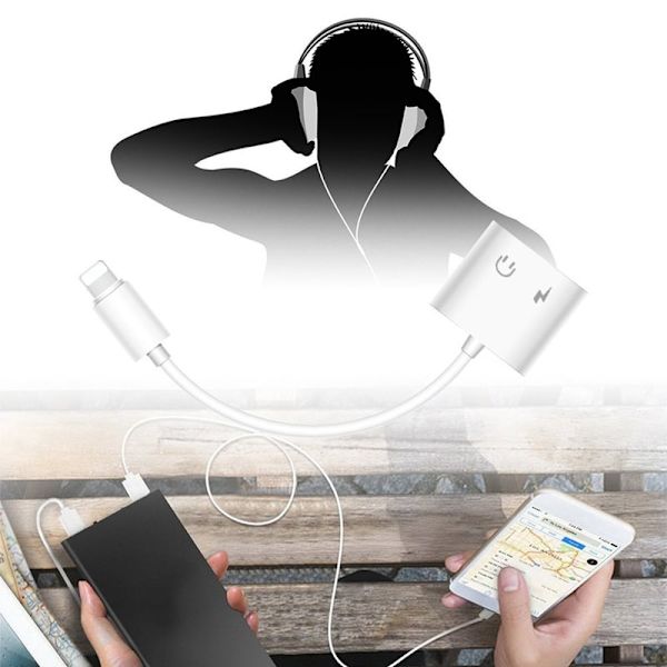 Lyssna & Ladda med Dubbel Lightning-splitter Vit