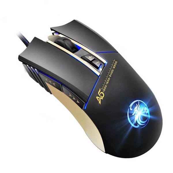 Apedra A5 Gamingmus: Kraftfull, Ergonomisk & LED-belysning Mörkgrå