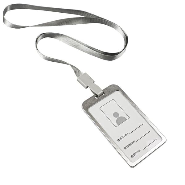 Aluminium Korthållare för Namnbrickor & 2 Kort Silver