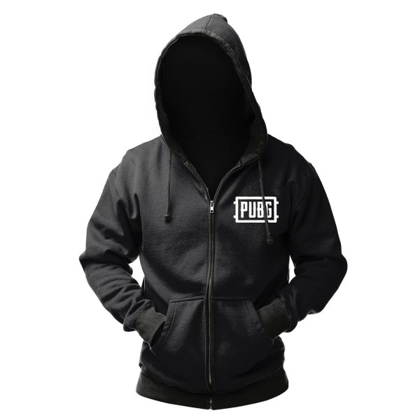 PUBG Hoodie - Snygg svart hoodie med vit logga Black L