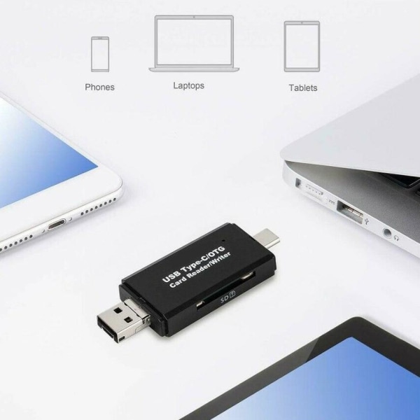 Snabb Kortläsare: USB-C, USB 3.0, SD & Micro-SD Svart