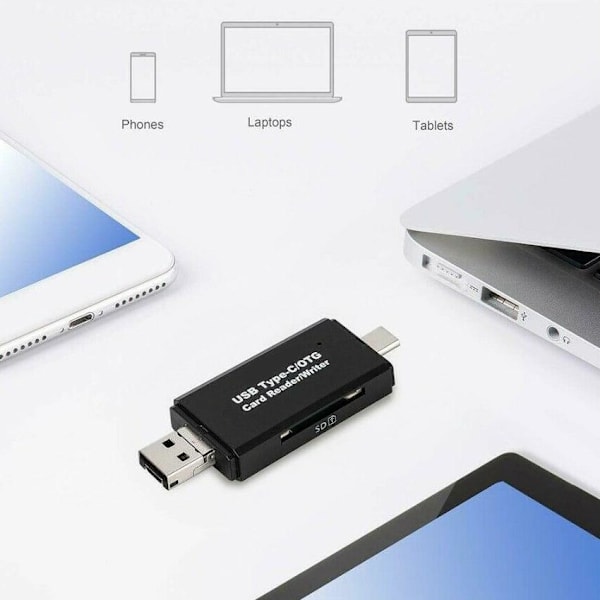 Snabb Kortläsare: USB-C, USB 3.0, SD & Micro-SD Svart