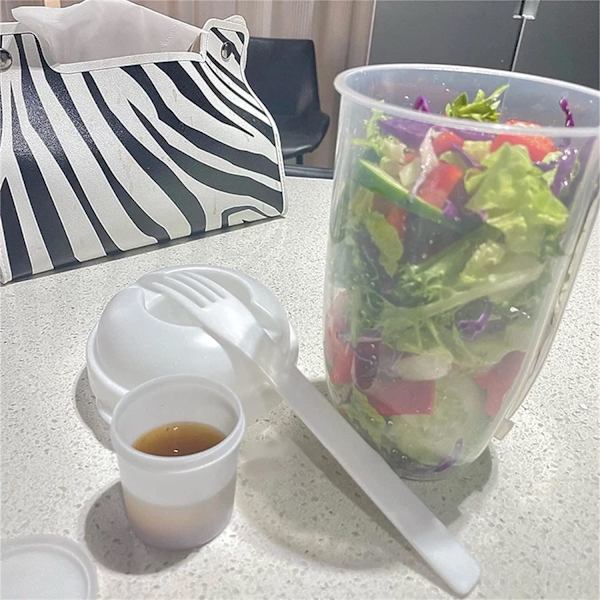 Smart Matlåda med Såsbehållare & Gaffel - Perfekt för Lunch Vit