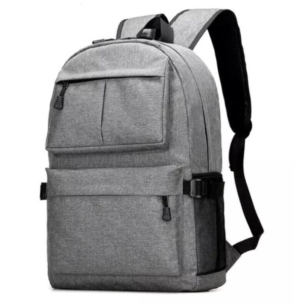 Mångsidig och bekväm ryggsäck med USB och laptopfack grå