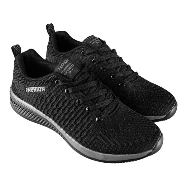 Svarta "FASHION" Sneakers: Lätta, Bekväma & Ventilerande Black 42