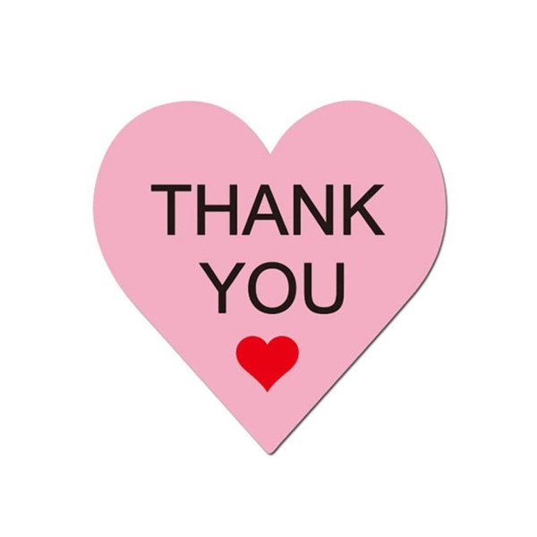 Hjärtformade "Tack så mycket" Klistermärken - 100 st Rosa