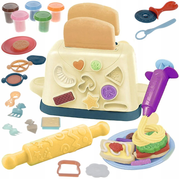 Stort leksaksset med pastaspruta, Toy Toast och Modeling Clay multifärg