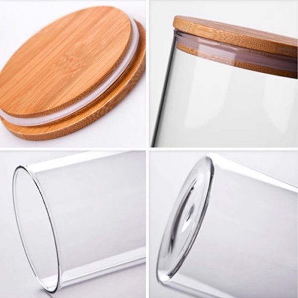 Elegant Glasburk med Trälock: Praktisk & Stilren Förvaring Transparent