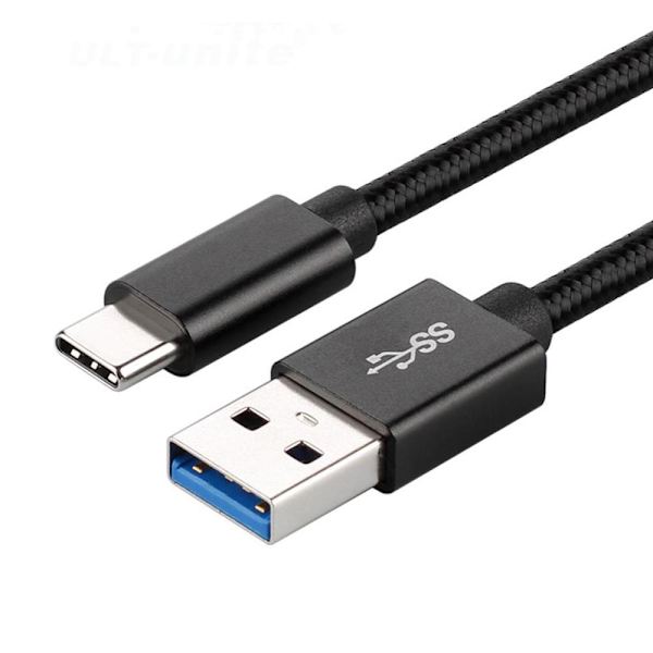 Snabb USB 3.0 till USB-C Kabel: Ladda & Synkronisera Enkelt Svart