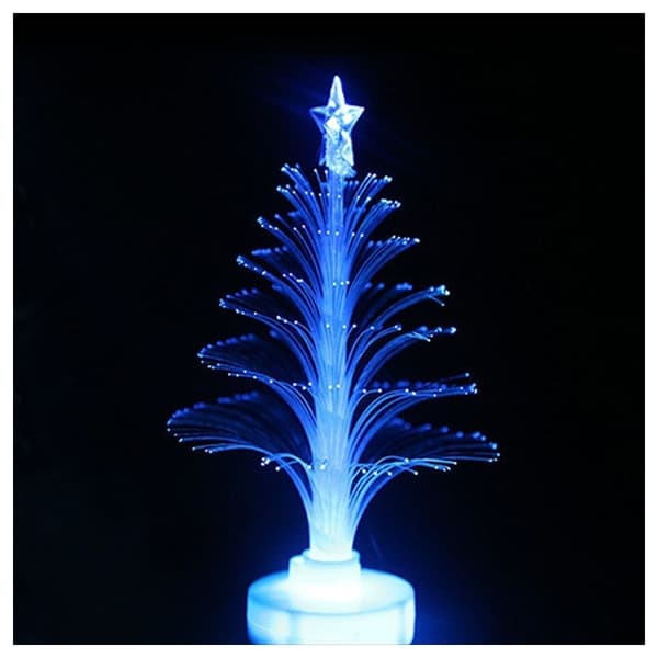 Lysande Mini Julgran: Fiberoptik, 13cm, LED Vit