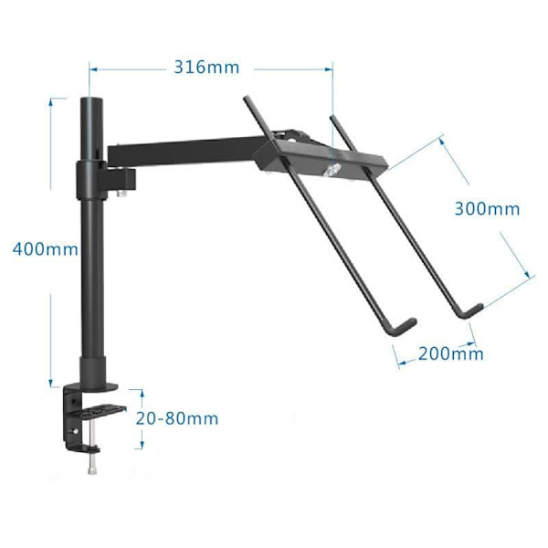 Justerbart Laptop Bordsfäste: Ergonomisk & Flexibel Svart