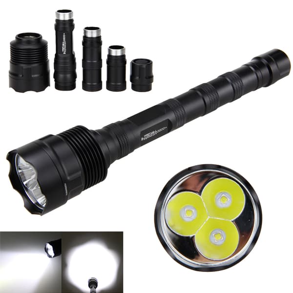 TrustFire LED-ficklampa: 3800 LM, 3x CREE, Stötsäker Aluminium
