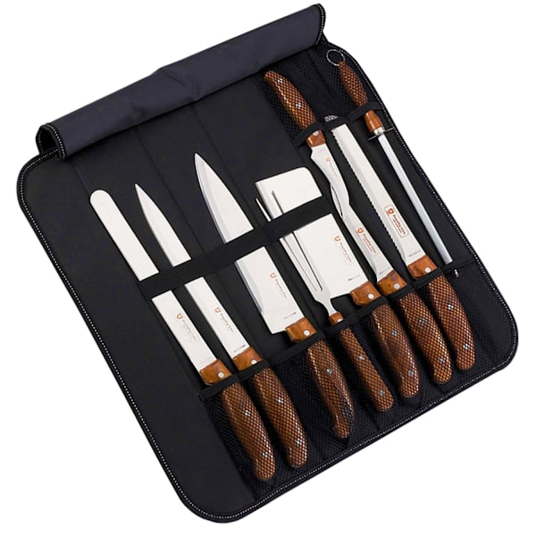 Elegant Knivset: 7 Knivar, Tranchergaffel & Väska Silver