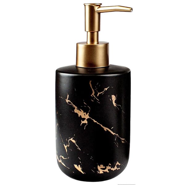 Elegant Badrumsset: Marmor & Guld, 4 Delar Svart