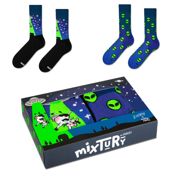 Färgblandade strumpor 4-pack - Kosmiskt mönster multifärg one size