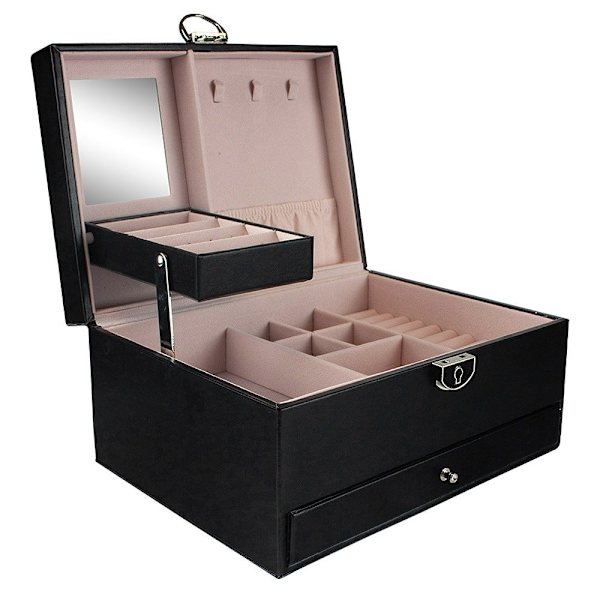 Elegant Svart Smyckeskrin - Organisera & Förvara Svart