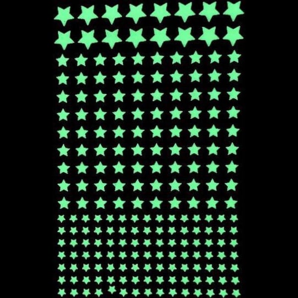 211 Självlysande Stjärnor - Magisk Nattdekor Grön