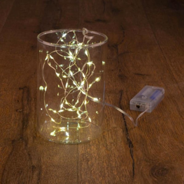 Vit Ljusslinga 30 cm, 40 LED-lampor, Timer, Batteridriven Transparent