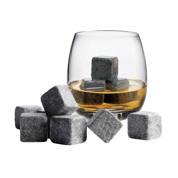 Whiskey Stones: Naturlig Täljsten, Långvarig Kyla, 9 st grå