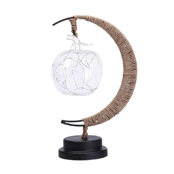 Mysig Bordslampa: Vacker Design, Glasäpple, Hamprep Brun