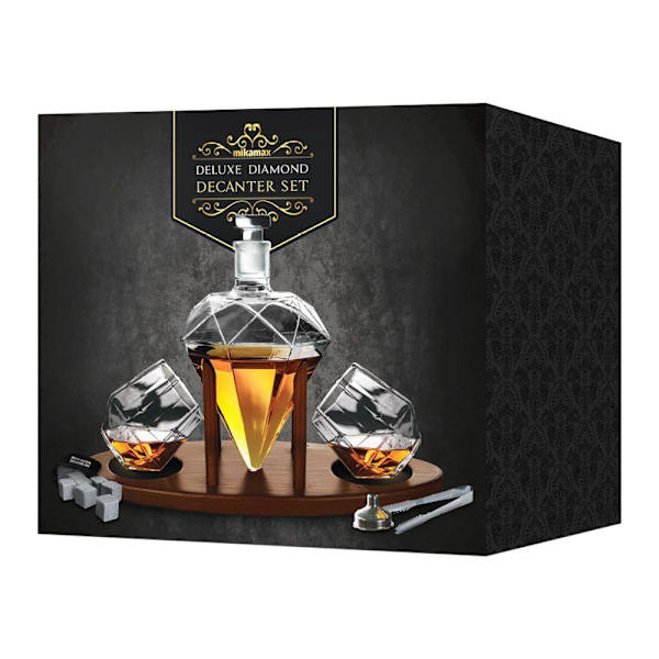 Diamantformad Karaff-set: Elegant Glas & Trädesign, 85cl Transparent