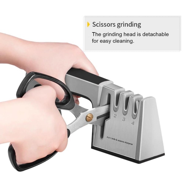 Mångsidig & Ergonomisk Knivslip: 3 Knivstenar + Saxsten grå